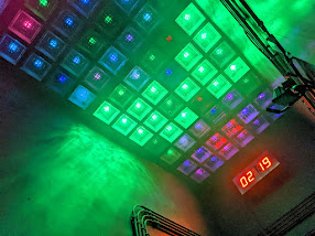 Illuminated ceiling and session countdown timer, mid-game